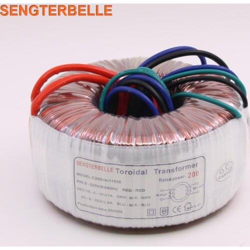 200W Pure Copper Toroidal Transformer Power Amplifier Power Supply Dual 25V + Dual 15V Transformer For LM3886 Audio