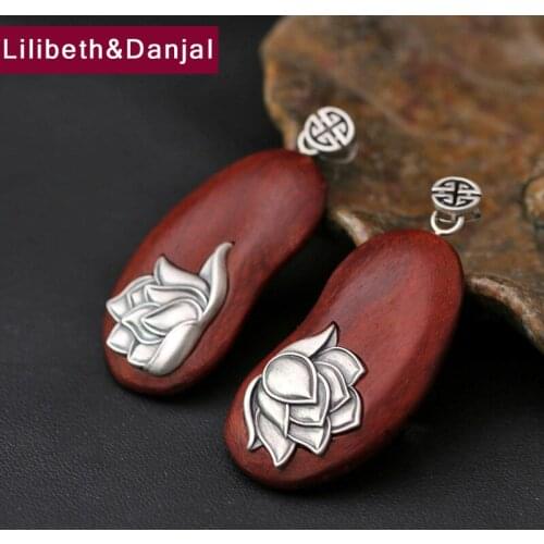 Buddha Men Pendant 925 Sterling silver Ethnic Lotus Red Sandalwood Pea Necklace Pendant Gift Fine Jewelry FP20