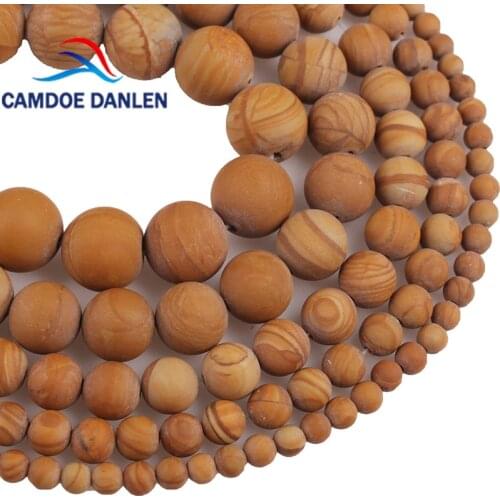 100% Natural Stone Dull Polish Wood Stripe Round Beads 4/6/8/10/12MM Fit Diy Charms Beads For Jewelry Accessorie Wholesale