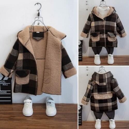 Childrens Autumn winter coat 2020 new boys and girls baby coat with fleece childrens fur coat one layer thickened coat
