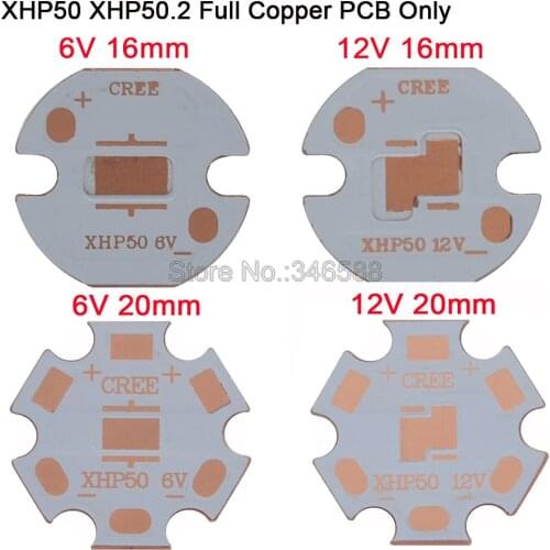 Cree XHP50 XHP50.2 Emitter Diode Copper PCB Board LED Heatsink LED Lamp Thermal Separation Base 6V / 12V 16mm / 20mm PCB Only