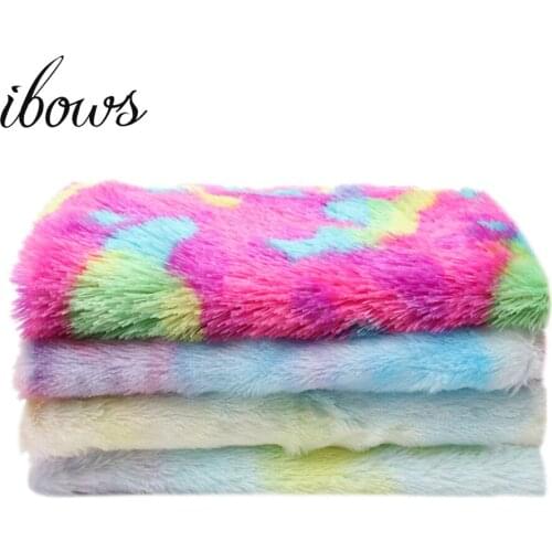 IBOWS 45*150cm Jacquard plush Rainbow fox fur Backpack toy clothing cloth New long and short hair flame retardant environmental
