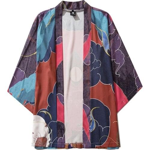 Summer Beach Kimono Harajuku Japanese Fashion Kimono New Style Women Cardigan Blouse Casual Loose Three-quarter Sleeve Kimono