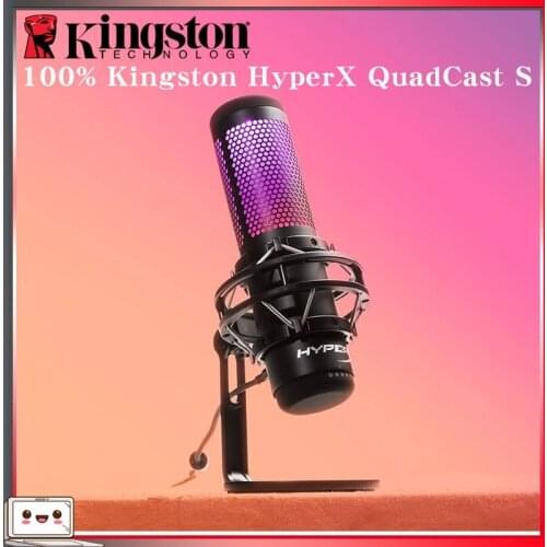 Kingston HyperX QuadCast s Professionnel RGB USB condenser microphone for PC PS4 Mac and Discord Teamspeak YouTube XSPLIT OBS