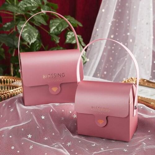 50Pieces Birthday Guests Favors Event Party Creative Gift Bags Boxes Handbags Portable Rope Chocolate Candy Packaging Cases