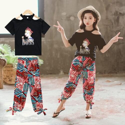 Summer 2020 Baby Girls Clothes Sets Outfits Kids Clothes Short Sleeve +Pants Children Clothing Set 4 5 6 7 8 9 10 11 12Years Old
