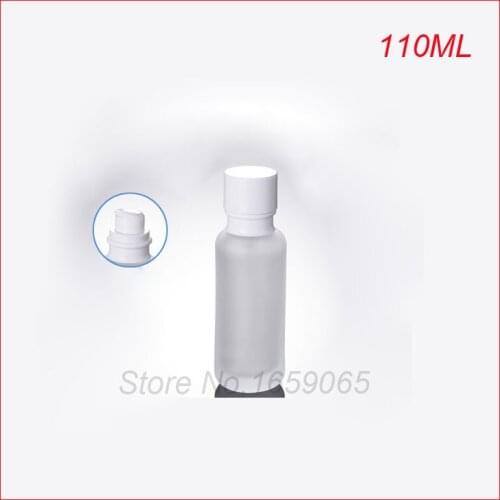 110G frosted glass Lotion pump bottle white Lid Packaging glass bottle empty makeup water cosmetic container Refillable Bottles