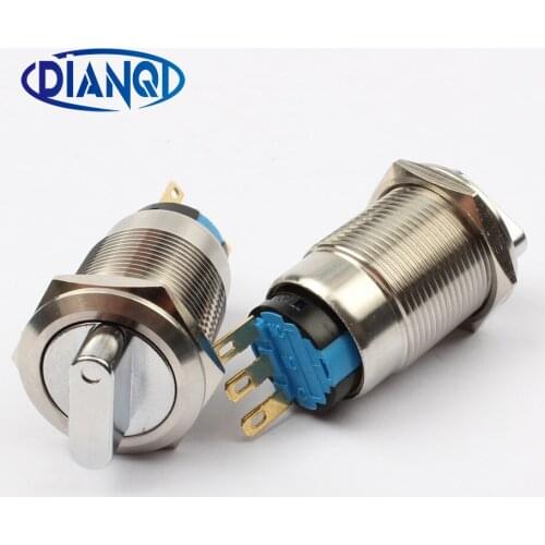 19mm metal rotary push button brass 2 position selector Switch Press Button 1NO 1NC Rotate button rotation 19XN.2D.KB