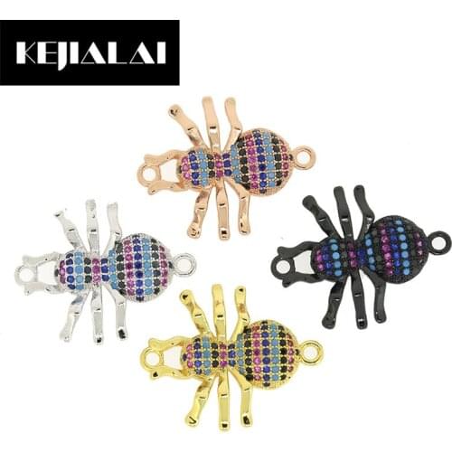 KEIJIALAI Spider Insect Charms for Jewelry Making Metal Pendant Paved with Colorful Rhinestone Crystal Cute Stuff for Girls Gift