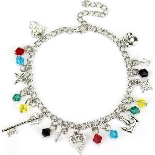 Game Kingdom Hearts Sora Roxas Keyblade Crown Heart Perimeter Fashion Bracelet Charm Bracelet Accessories Figure Cosplay Gift