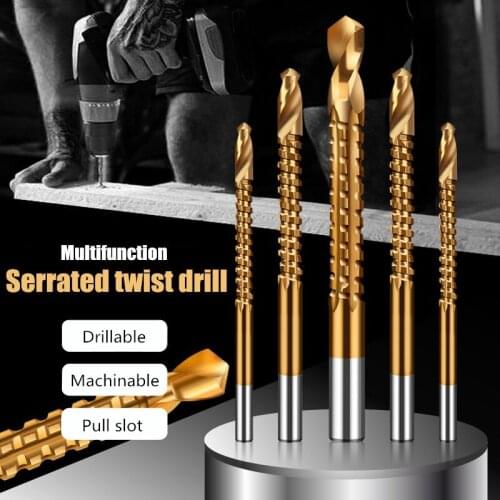 6 pieces/set of composite tap drill bit set, multi-functional metal special tap twist drill bit set for cutting and drilling