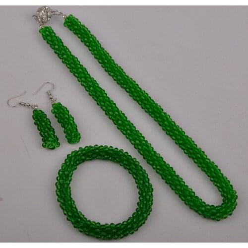 Green Jewelry Set Dubai Nigerian African Europe and America Jewelry Set Statement Necklace Earrings Set
