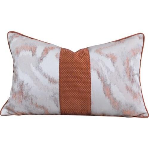 Diphylleia Cushion Cover Modern American Style Living room bedside Large Waist Pillowcase Orange Beige Jacquard Luxury Elegant