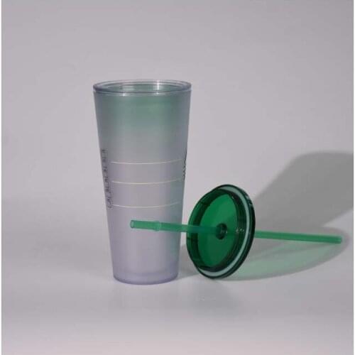 New Hot Drink Straw Cup Beverage Insulation Double Layer Plastic Coffee Cup Plastic Cup Can Be Customized