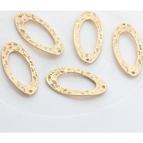 35*17mm 5pcs/lot Zinc Alloy Gold Oval Porous Twisted Connector Charms Linker For DIY Necklace Earring Jewelry Accessories