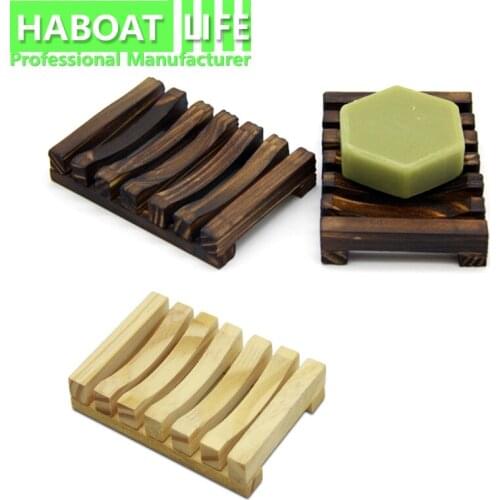 Natural Wooden Bamboo Soap Dish Wooden Soap Tray Holder Storage Soap Rack Plate Box Container for Bath Shower G
