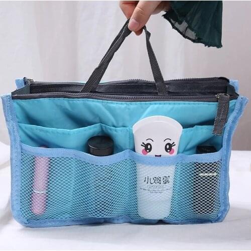 Portable Double Zipper Cosmetic Bag, Multi-function Toiletry Supplies Organizer, Bag-in-pack Organizer, Storage Bag