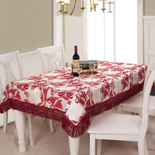 Luxury chenille crocheted phenix table cloth wine tableware for banquet