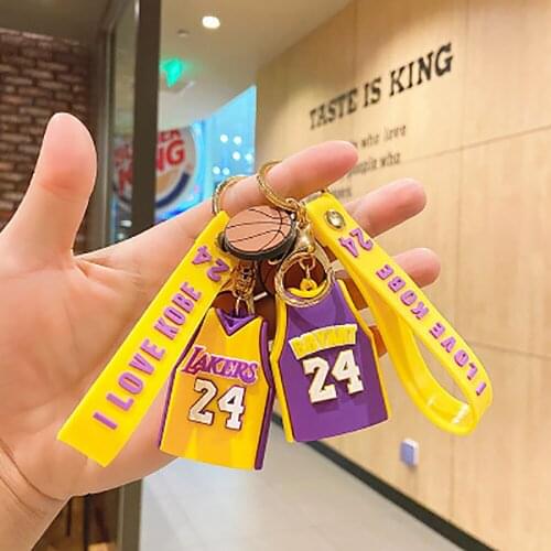 Boys Silicone DIY Basketball Jersey KeyChain Cartoon Pendant Backpack Car Keyring Pendant Gift for Men Jewelry Wholesale