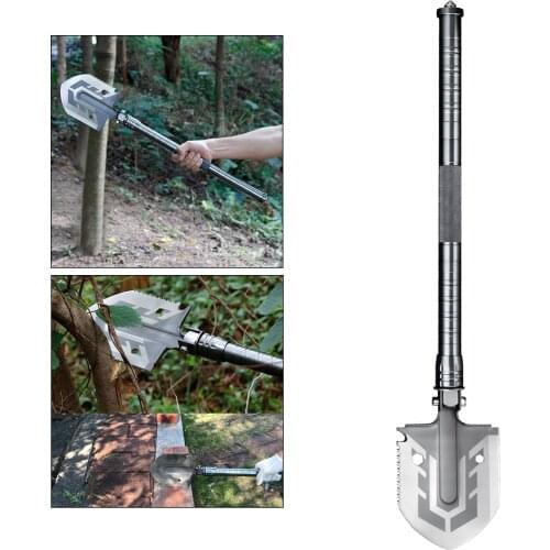 Outdoor Tactical Folding Shovel Camping Multi Tools Knife Axe Saw Spade Kit