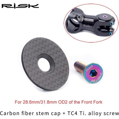 MTB Road Bike Bicycle Carbon Fiber Stem Top Cap Cycling Headset OD2 Cover with M6*30mm TC4 Bolt Screw For 28.6/31.8mm Front Fork