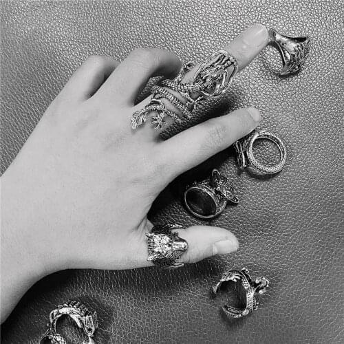 Vintage Animals Dragon Claw Snake Ring Men Women Punk Hip Hop Opening Rings Adjustable Personality Gothic Rings Jewelry Gift
