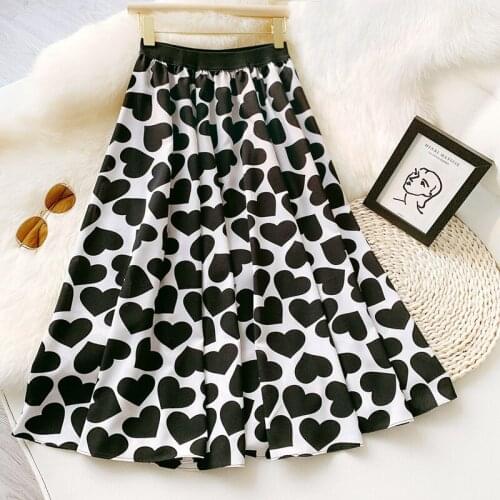 Wasteheart Summer New Black Women Skirt High Waist A-Line Long Skirt Mid-Calf Ruffles Sexy Skirt Casual Pleated Skirts Chiffion