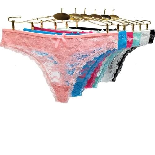 Womens Lace g strings Transparent Cotton Thongs New Arrival 2019 10 pcs/lot Girl Briefs Sexy G String underwear T-back pants