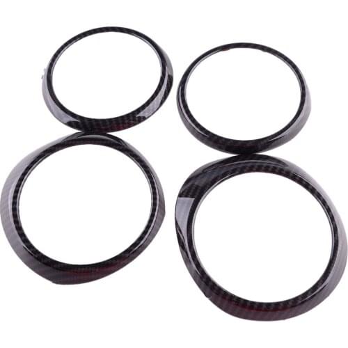 1 Set LHD Black Dashboard Central Control Air Outlet Ring Carbon Fiber Style ABS Fit For Toyota Tacoma 2016 2017 2018 2019 2020