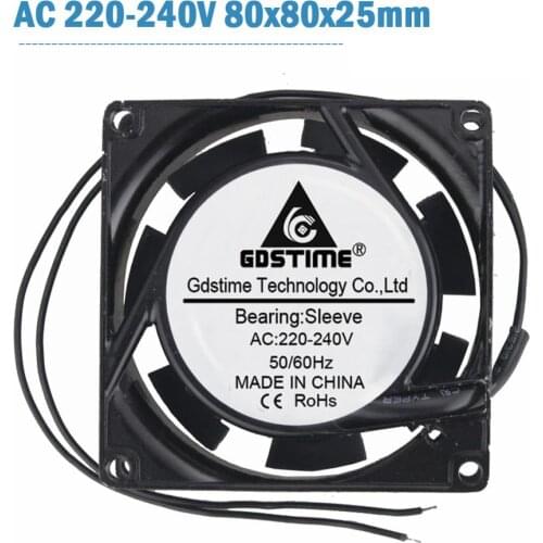 1PCS 8025 Gdstime AC 220V 240V 80mm x 25mm Brushless Cooling Fan 2 wire Cooler 8cm 8025s