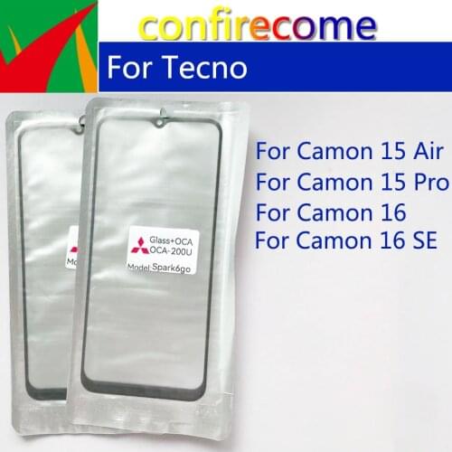 10Pcs\Lot For Tecno Camon 15 Air Pro LCD Front Touch Screen Lens Glass For Tecno Camon 16 SE With OCA Glue Replacement