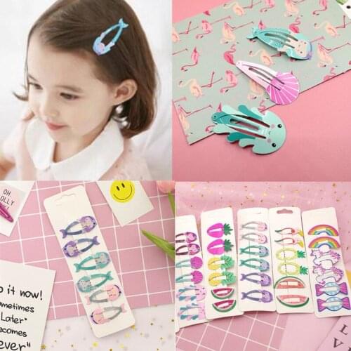 6pcs Girls Baby Hair Clips Snaps Hairpin Candy Colors Cartoon Styles Sweet Kids Festival Party Gifts Hair Bow Accessories