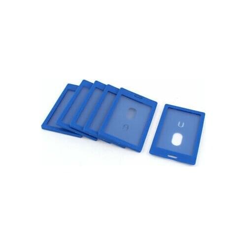 6pcs Blue Plastic Vertical ID Card Badge Holder 54mm x 90mm