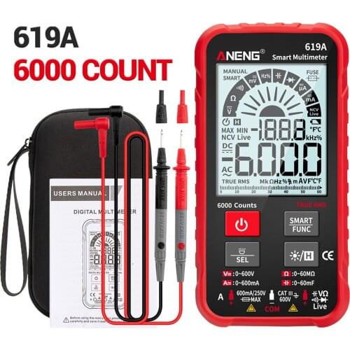 619A 6000 Counts LCD Digital Multimeter Pocket True RMS Universal Tester Measure AC/DC Voltage&Current Resistance Capacitance