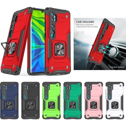 Shockproof Armor Case for Note10 Pro Lite 5G CC9 Pro Poco X3 NFC M3 K30 Pro Ring Stand Phone Back Cover For Magnetic Car Holder