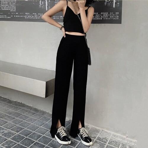 Pants Women High Waist Harajuku Trousers For Female Loose Straight Pants 2021 Korean Womens Full Length Black Casual Pant Suit