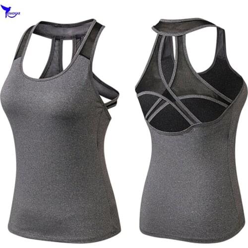 Sleeveless Racerback Quick Dry Women Yoga Shirt 2019 Cross Back Compression Workout Running Tank Top Gym Fitness Sportswear Vest