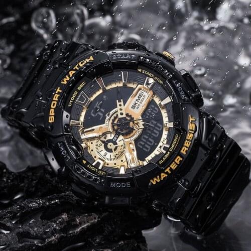 Skmei Tidal Youth Sports Waterproof Watch Black Gold Shockproof And Anti-Fall Middle School Students Electronic Watch