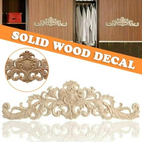 Wooden Carved Applique Natural Unpainted Wooden Furniture Decal Home Furniture Mouldings Decal DIY Vintage Decoration Accessory