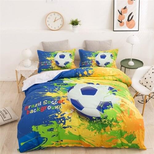Football Print Kids Bedding Set Double Size Blue Boy Duvet Cover Set With Pillowcase Comforter set Twin Bed Set Bedclothes