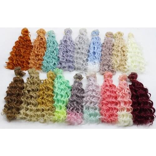 20cm Long Curly thick doll hair 1/3 1/4 1/6 BJD extension SD OD BJD doll Diy wigs for your doll accessories