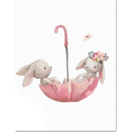 Cute Wall Stickers for Kids Room Decor Baby Bedroom Wall Paper Home Decoration Rabbit Pattern