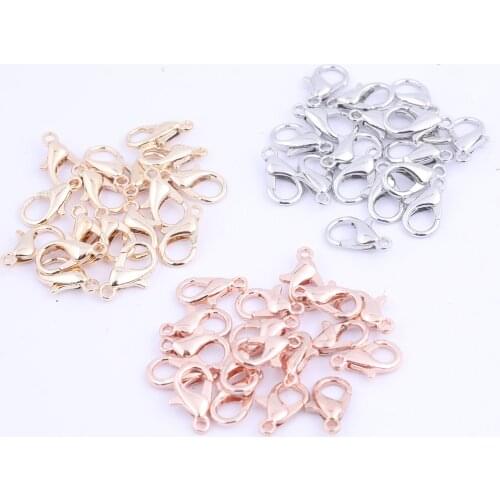 100pcs 12x6mm Metal Lobster Clasp Diy Bracelet Jewelry Making Findings