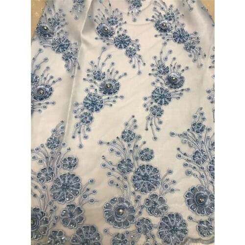 Exquisite solid color 3D three-dimensional flower handmade bead embroidery, French tulle lace, suitable for ladies' fashion dres