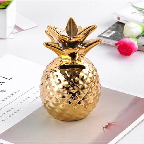 Ceramic Pineapple Piggy Bank Coin Bank Saving Money Box Kids Gift Home Office Shop Tabletop Ornament