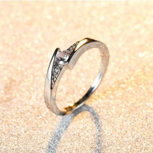 Classic Female White Crystal Thin Ring Minimalist Zircon Silver Color Wedding Rings For Women Charm Bridal Round Engagement Ring
