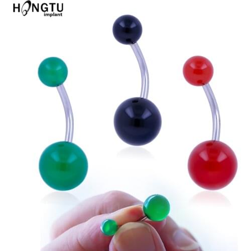 1PCS 14G Natural Stone Navel Ring 316L Surgical Steel Freedom Belly Button Rings Body Piercing Jewelry Unisex For Man Woman