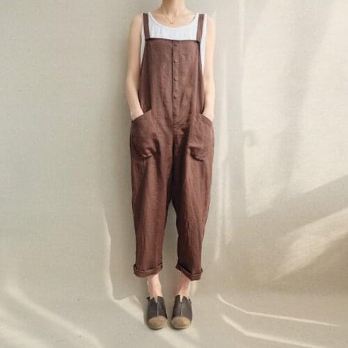 Summer New Womens Wear Pants Retro Casual Pants Cotton and Hemp Breathable Large Size Waistband Trousers Vintage overalls