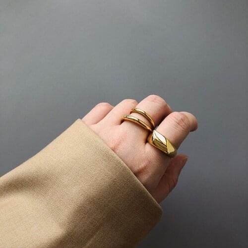 Amaiyllis Minimalist Irregular Open Ring Geometric Lines Gold Rings Personality Temperament Jewelry For Women Party Decorations