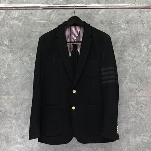 2021 Fashion Brand Formal Blazer Men Woolen Casual Suit Slim Fit Mens Jacket Single Breasted Thick Wool Winter Coat